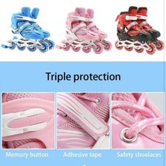2 In 1 Roller Inline Skates Adjustable Outdoor Pink Size Medium 6-12 Years Old