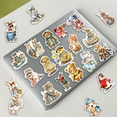 30Pcs Random Cute Anthropomorphic Animal Zoo Party Cartoon Waterproof Stickers