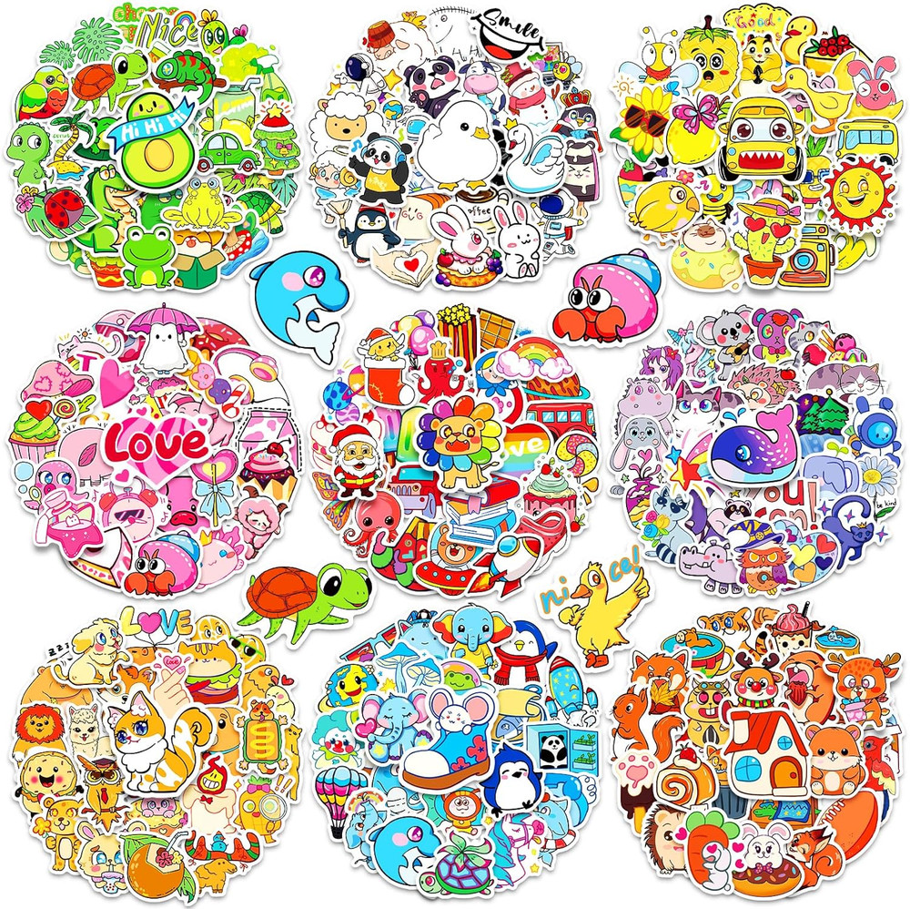 600 Pcs Waterproof Stickers for Kids, Scrapbook, Laptop, Skateboard, Guitar