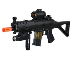 Double Eagle S552 AEG Electric Airsoft Gun w Flashlight Grip Red Dot Sight M82P