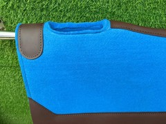 Blue Wool Felt Saddle Pad with Leather | Western Riding Pad | 30X30″ & 32X32″