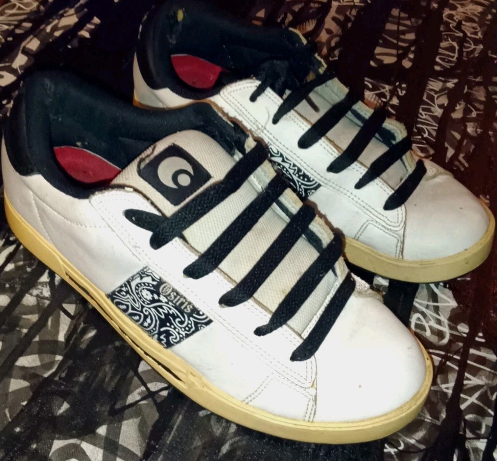 Osiris Mens OGabel White/Black Low LA Skateboarding Shoes Sneakers Gum sole RARE
