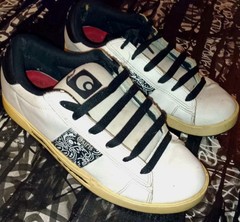 Osiris Mens OGabel White/Black Low LA Skateboarding Shoes Sneakers Gum sole RARE
