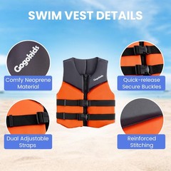 Gogokids Youth Swim Vest for Kids Teens Boys Girls 50-90 lbs & 75-125 lbs, Soft