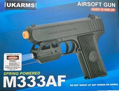 UKARMS M333AF Airsoft Pistol Spring Powered Gun w/ Laser Light 6mm BB New