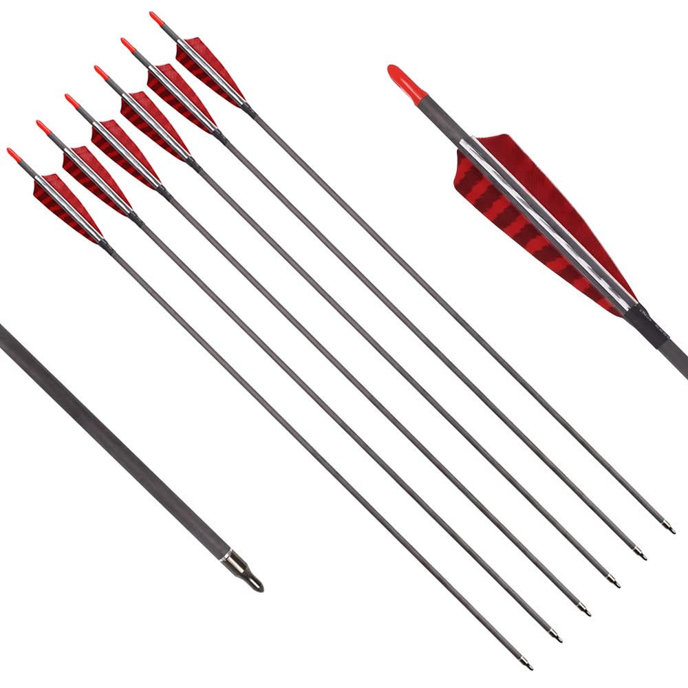 Elong 6PCS 30″ Arrows for Compound Bows,Pure Carbon Hunting Arrows for Archer…