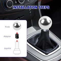 Round Ball Shift Knob, Aluminum Alloy Car Gear Shift Knob, Stick Shifter Silver