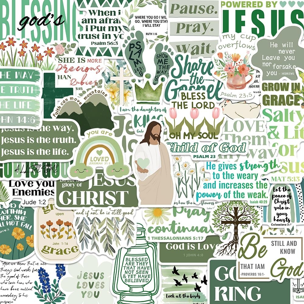 50 Pcs Inspirational Christian Stickers Bible Verse Decals for Journaling