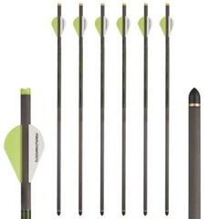 6PK 20in. Carbon Crossbow Bolts.006 Straightness with 2in. Vane Half Moon Nocks