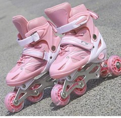 2 In 1 Roller Inline Skates Adjustable Outdoor Pink Size Medium 6-12 Years Old
