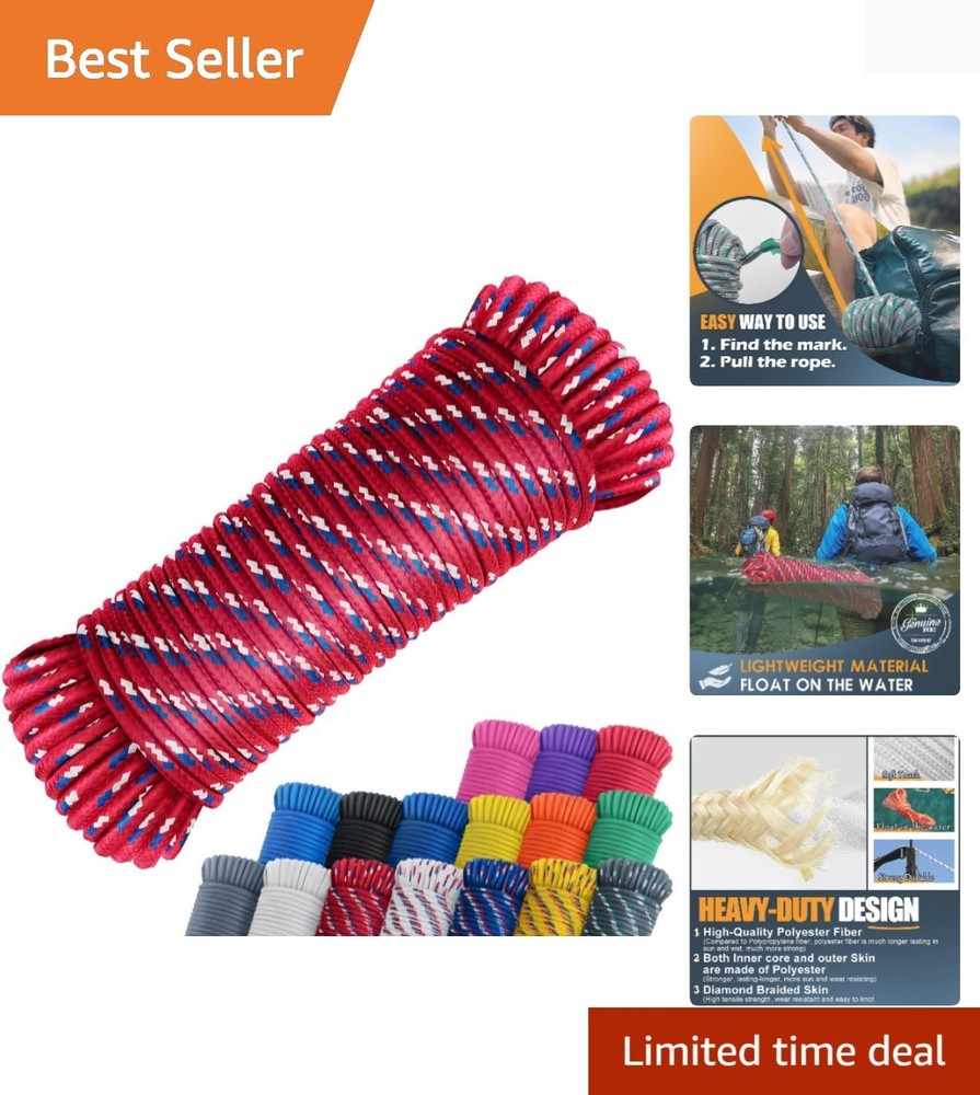 100 ft 1/4″ Polyester Rope Comparable to Nylon Rope Poly Strong Utility Cord …