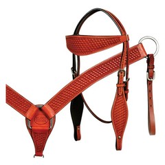 BH HILASON Western Horse Headstall Breast Collar Tack Set Genuine American
