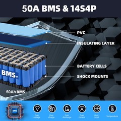 52V 20AH Lithium Battery 50A BMS for electric bicycle 2600W Motors Anderson plug