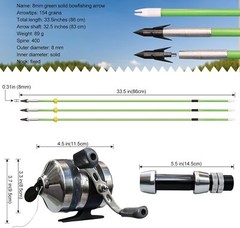 40lbs Bowfishing Bow Arrow Set Adults Beginner Combo Kit Reel Fish Recurve Bows
