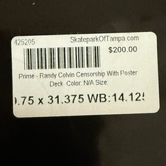 PRIME / World Industries Randy Colvin Censorship is Weak as F Deck w/ Poster