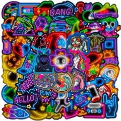 30Pcs Random Cool Neon Waterproof Vinyl Stickers For Water Bottle Laptop