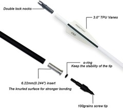 30″ Fluorescent Carbon Arrows – Removable Tips – 12 Pack