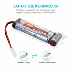 Tenergy 8.4V NiMH Airsoft 1600mAh & 3800mAh Battery Pack with Charger Option Lot