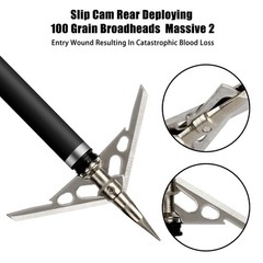 12PCS silver Rear Deploying Broadhead Expandable 2 Blade 2″ Cut 100gr Arrow Tips
