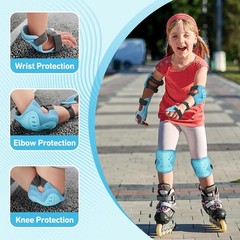 6 in 1 Kids 3-10 Years Knee Elbow Pads Protective Gear Set for Skating Cycling B