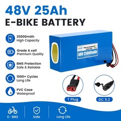 48V 25Ah Lithium Battery Pack Rechargeable for 48V Electric Bicycle Systems