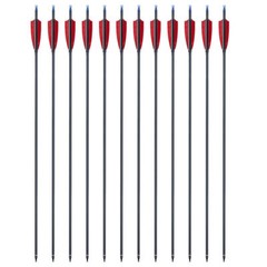 12X 30″ Carbon Shaft Arrows Spine 500 OD 7.6mm RED True Turkey Feathers Hunting
