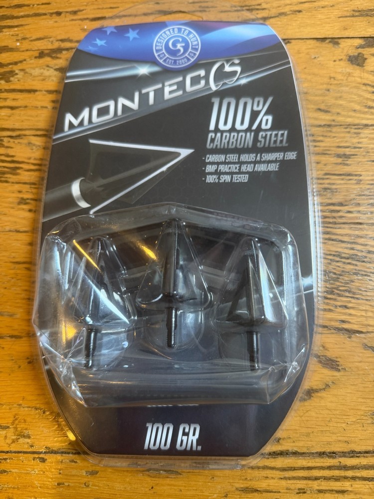 NEW – G5 Outdoors Montec 100 Grain Carbon Steel Broadheads – 3 Broadheads