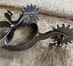 Adult Size Chrome Spurs with Jingle Bobs On Oversized Silver Rowels PAIR
