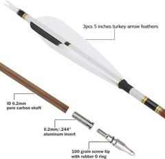 12X 31″Archery Pure Carbon Arrows Natural Feather SP340 400 500 600 Bow Hunting