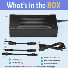 54.6V 3A Charger for 48V 13S Lithium Li-ion Battery Pack, 48 Volt U… Fast Ship