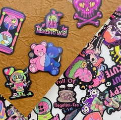 30Pcs Random Cute Creepy Gothic Pastel Skull Skeleton Waterproof Stickers