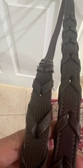 GUC Nunn Finer Rubber Lined Fancy Stitched Raised Laced Reins, Full sized Havana