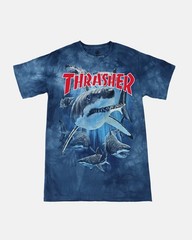 Thrasher Magazine x The Mountain Shark Hand Dyed Navy Blue T-Shirt