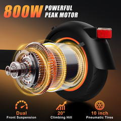 Electric Scooter Adults, 800W Peak Power & 21 MPH Portable 10″ Pneumatic Tires