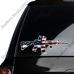AR 15 American Flag Gun Firearm With Scope – Vinyl Decal Sticker