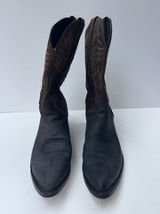 Vintage Dan Post Boar Leather Western Cowboy Boots Brown/Black US Men 13
