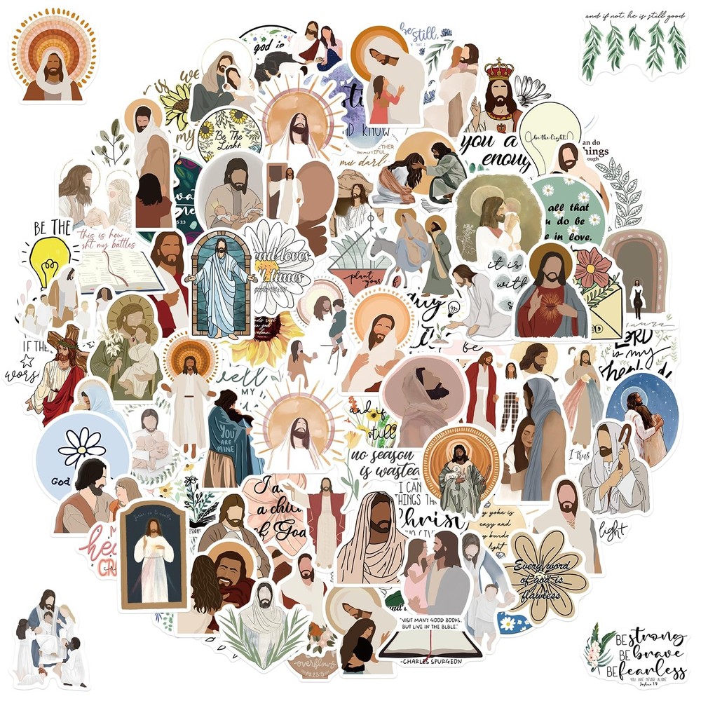 100Pcs Christian Stickers for Water Bottles, Jesus Bible Verse Stickers
