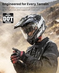 Dirt Bike Helmets for Adults 3 in 1 Dual Sport ATV Off Road Large Black Silver