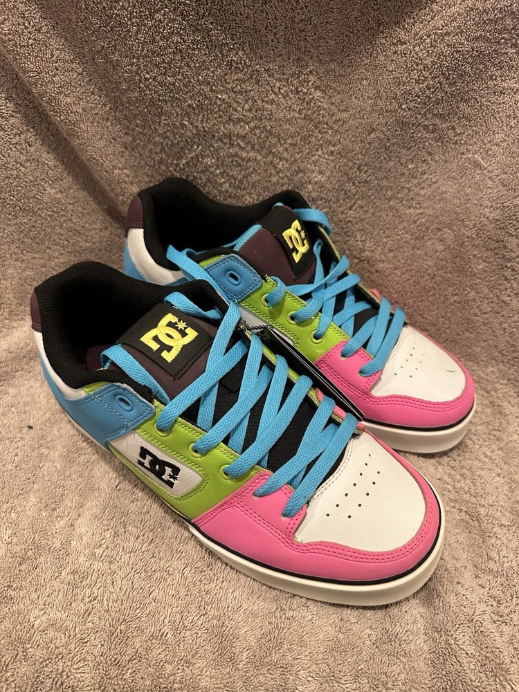 DC Multicolor Blue Pink Green White Athletic Skateboarding Shoes