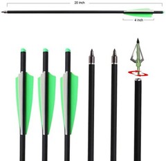 20Inch Carbon Arrows Crossbow Bolts Crossbow Arrows 100 Grain Hunting Broadheads