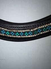 Black Oak by KL Select Emerald City curved browband, black, horse size (16″)