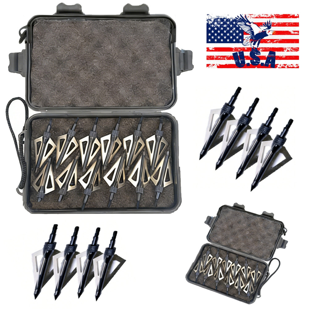 12pcs Ultra-Sharp Arrow Broadheads Bag Tips Hunting Reliable Archery Accessories