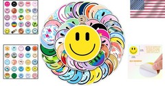 Waterproof Smiling Stickers 50PCS – Reusable PVC Decals for Laptops & Luggage