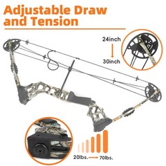Archery Compound Bow Arrow Set 20-70LBS LH/RH 320FPS Let-Off 80% Target Practice