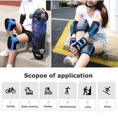 Knee Pads Elbow Pads Wrist Guards for Kids, 6 in 1 Protective Gear for Skateb…