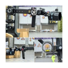 Compound Bow Sight 1 Pin,4X 6X 8X Lens, 0.019″ Fiber, Carbon Fiber Long Bar, …