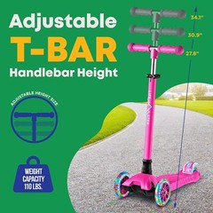 Kids Scooter – Children and Toddler 3 Wheel Kick Scooter – LED Wheel Lights