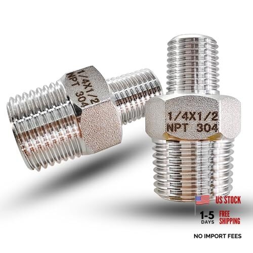 1/2″ Male to 1/4″ Male NPT Hex Reducing Nipple Fitting 1/2″ x 1/4″ Male