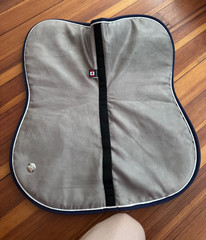 Ogilvy Memory Foam Half Pad – Grey w/ Navy & White Trim – EUC