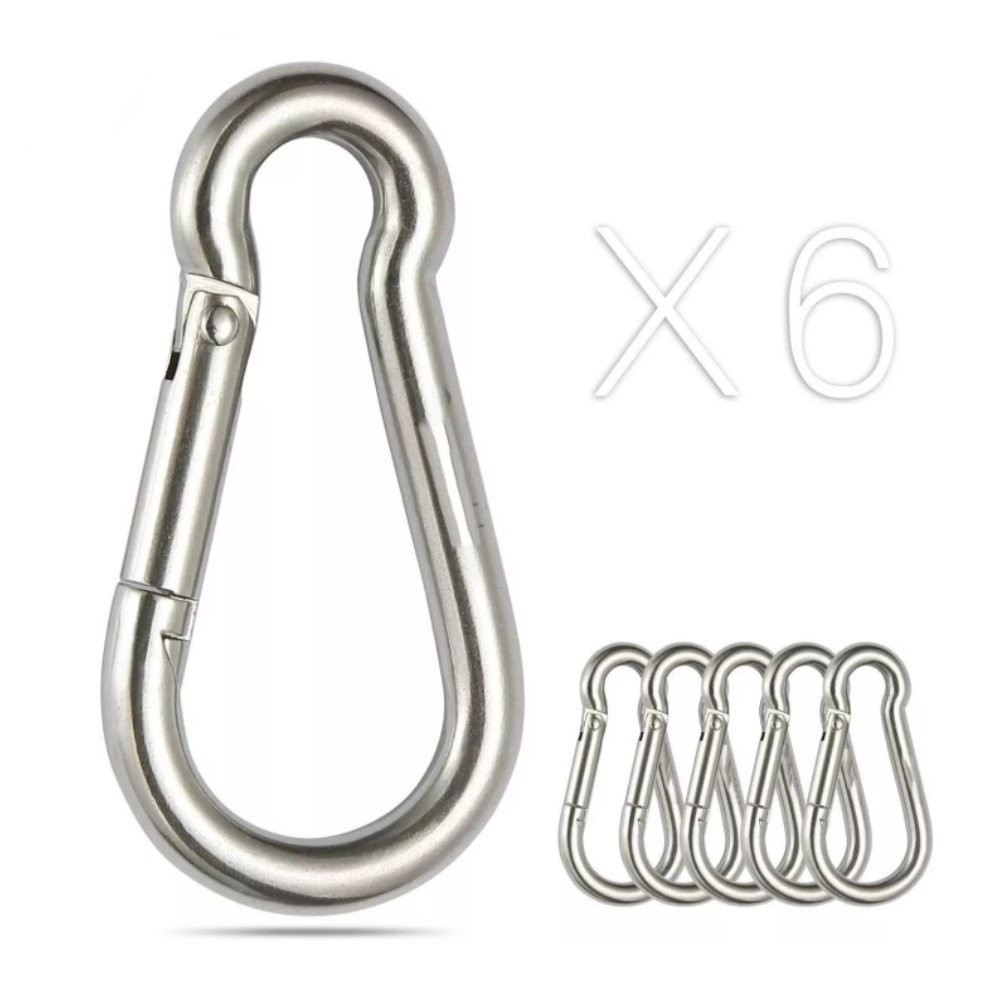 264 Lbs 304 Stainless Steel Spring Snap Hook Carabiner Clips, Set Of 6